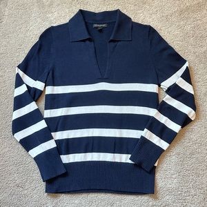 Banana Republic Navy/White Striped Collared Sweater